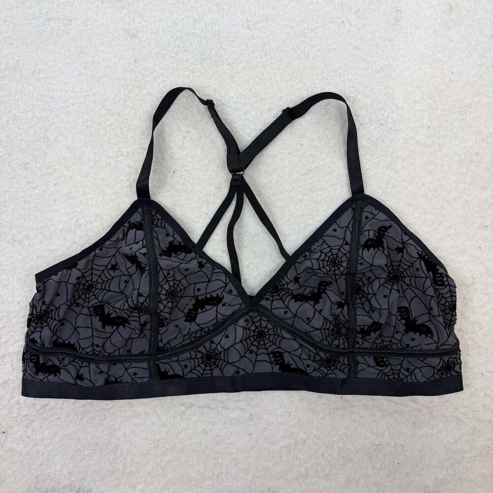NWT Torrid Curve Webs Gothic Bralette Black Mesh Spider Longline Size 4